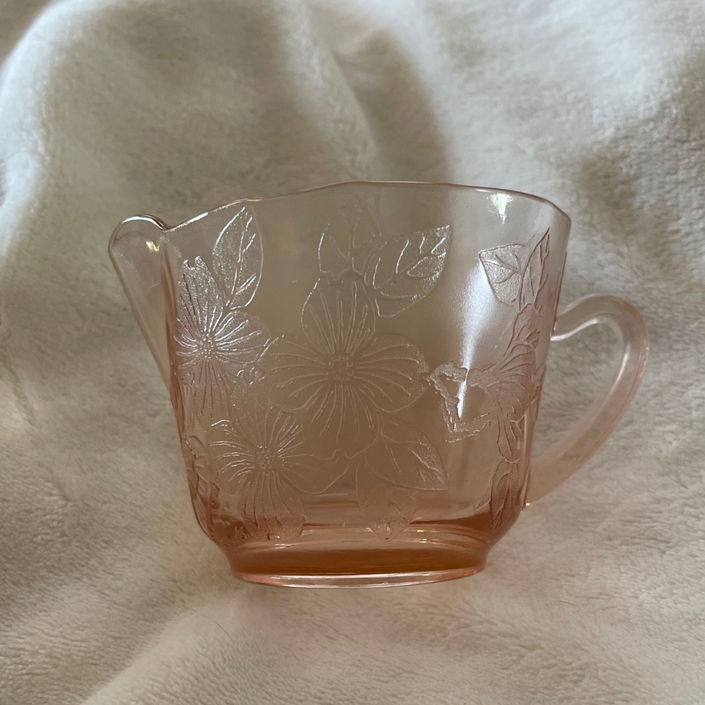 Vintage MacBeth-Evans Glass Company Pink Dogwood Thin Creamer c.1930